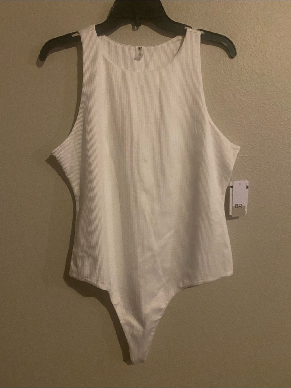 BP White Ribbed Tank Bodysuit
